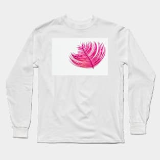 Pink Metallic Single Feather Long Sleeve T-Shirt